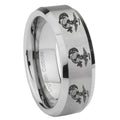 8MM Multiple Marine Bevel Beveled Brushed Gray Tungsten Band