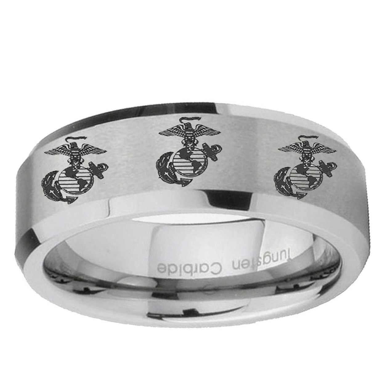 6MM Multiple Marine Bevel Beveled Brushed Gray Tungsten Band