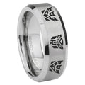 8MM Transformers Autobot Decepticon Beveled Brushed Gray Tungsten Ring