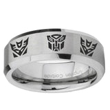 6mm Transformers Autobot Decepticon Bevel Edge Brushed Gray Tungsten Men's Engagement Band