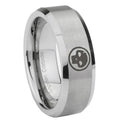 10mm Skull Beveled Edges Matte Grey Tungsten Carbide Mens Promise Ring