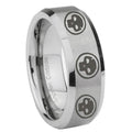 8MM Multiple Skull Beveled Brushed Gray Tungsten Ring Men