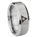 10mm Zelda Triforce Beveled Edges Matte Grey Tungsten Carbide Men's Ring