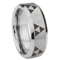 8MM Multiple Zelda Triforce Beveled Brushed Gray Tungsten Ring