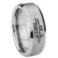 10mm Beveled Air Force Mirror Beveled Edges Matte Grey Tungsten Carbide Ring