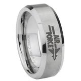 8mm Mirror Bevel Edges Air Force Brushed Grey Tungsten Laser Engraved Ring