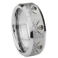 8MM Multiple Skull Pirate Beveled Brushed Gray Tungsten Ring