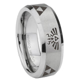 10mm-Legend-of-Zelda-Beveled-Edges-Matte-Grey-Tungsten-Carbide-Engraved-Ring