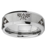 10mm-Legend-of-Zelda-Beveled-Edges-Matte-Grey-Tungsten-Carbide-Engraved-Ring