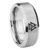 8mm Viking Symbol Beveled Edge Brushed Grey Comfortable Wedding Rings