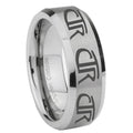 8MM Multiple CTR Bevel Beveled Brushed Gray Tungsten Mens Ring