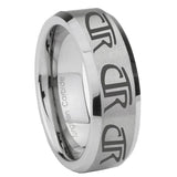 8mm Multiple CTR Bevel Edge Brushed Gray Tungsten Carbide Mens Ring Personalized
