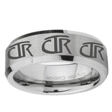 6mm Multiple CTR Bevel Edge Brushed Gray Tungsten Carbide Mens Ring Personalized