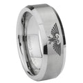 8MM Aquila Beveled Brushed Gray Tungsten Mens Ring