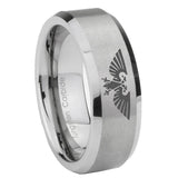 8mm Aquila Beveled Edge Brushed Grey Tungsten Engagement Ring