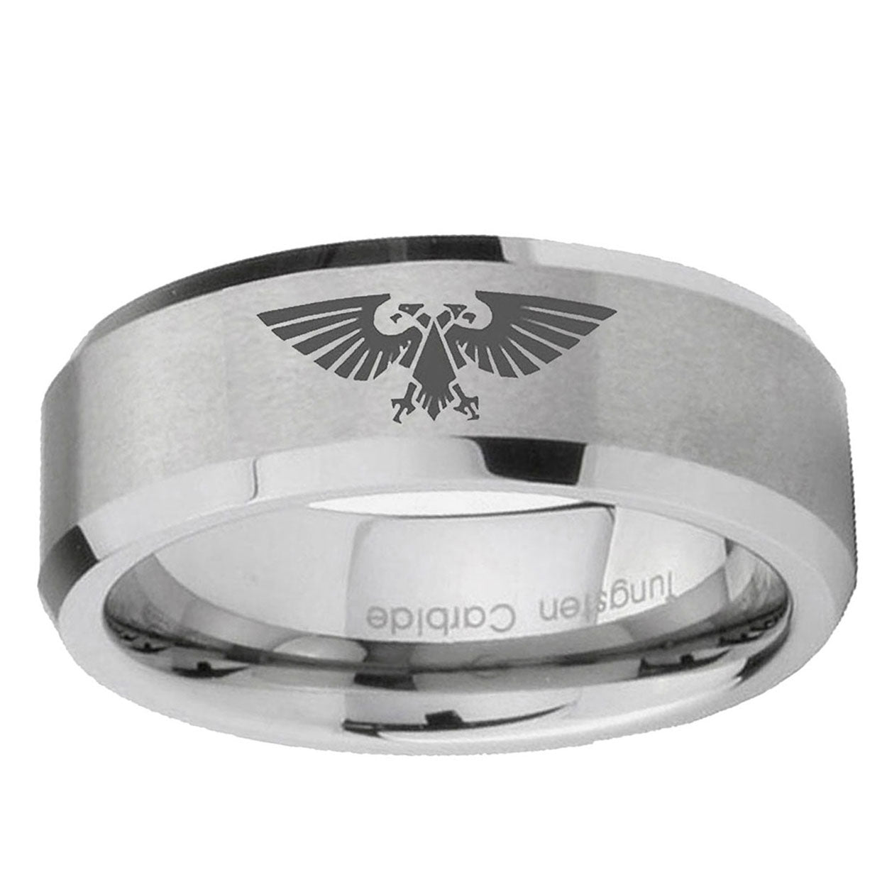 10mm Aquila Beveled Edge Matte Grey Tungsten Ring
