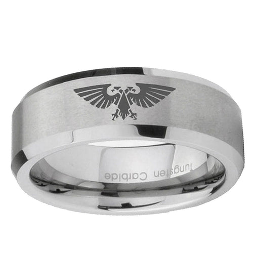 10mm Aquila Beveled Edge Matte Grey Tungsten Ring
