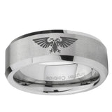 6, 8mm Aquila Beveled Edge Brushed Grey Tungsten Ring
