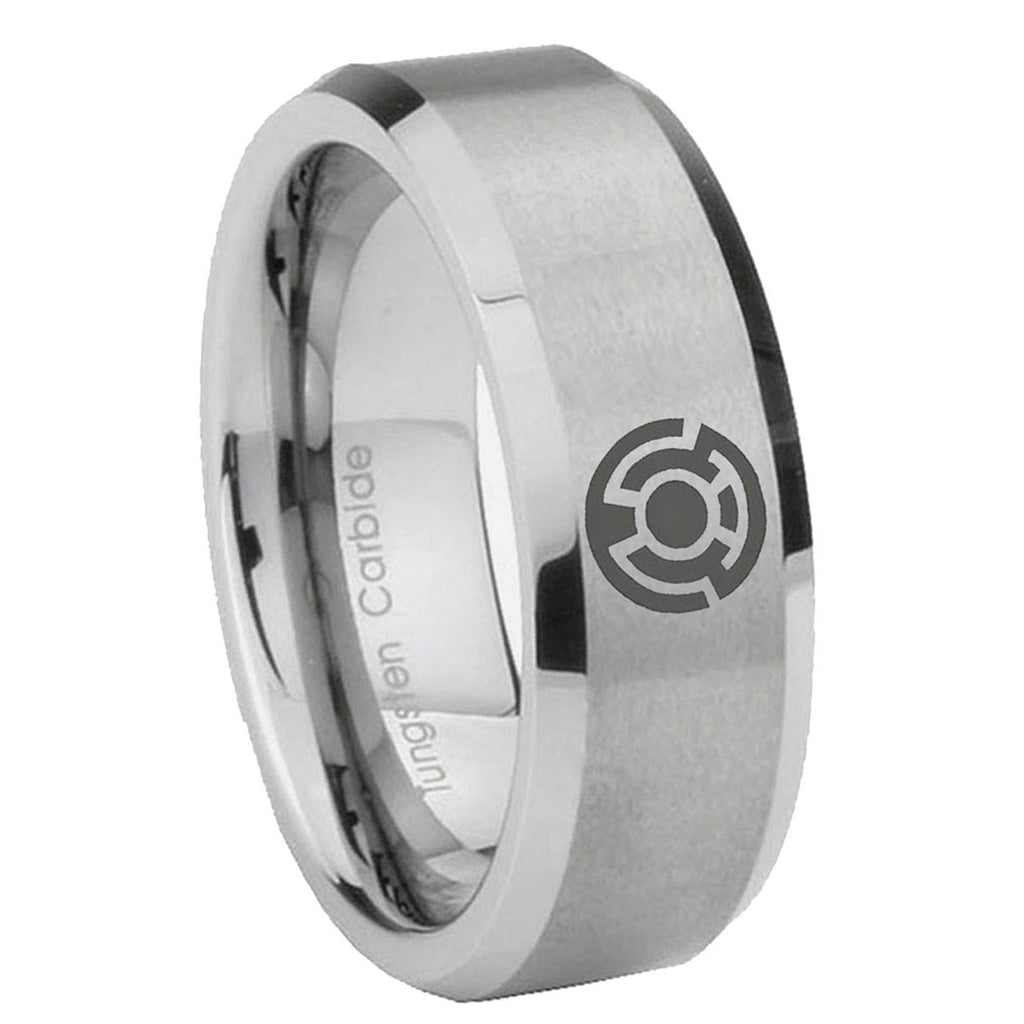 8MM Yellow Lantern Beveled Brushed Gray Tungsten Promise Ring