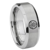 8mm U.S. Army Beveled Edge Brushed Grey Tungsten Wedding Engagement Ring