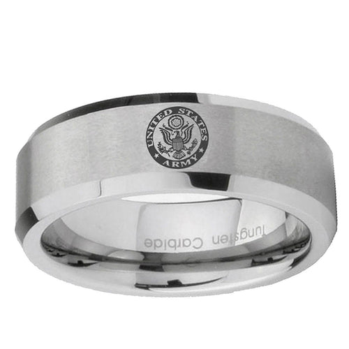 10mm U.S. Army Beveled Edge Matte Grey Tungsten Ring