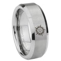 8MM Supernatural Beveled Brushed Gray Tungsten Ring For Him