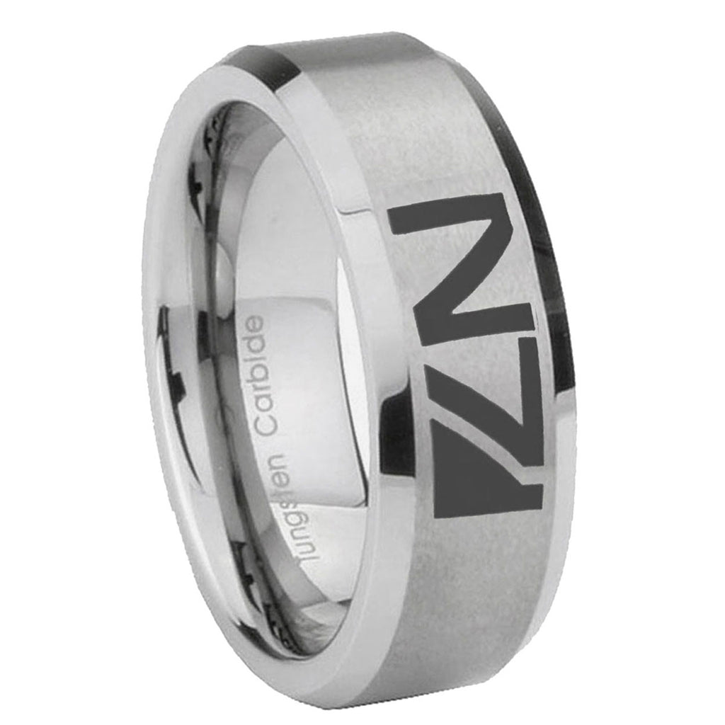 8MM N7 Design Beveled Brushed Gray Tungsten Wedding Band