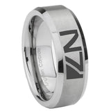 8mm N7 Design Beveled Edge Brushed Grey Tungsten Wedding Engagement Ring