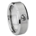8MM Thundercat Beveled Brushed Gray Tungsten Wedding Band For Men