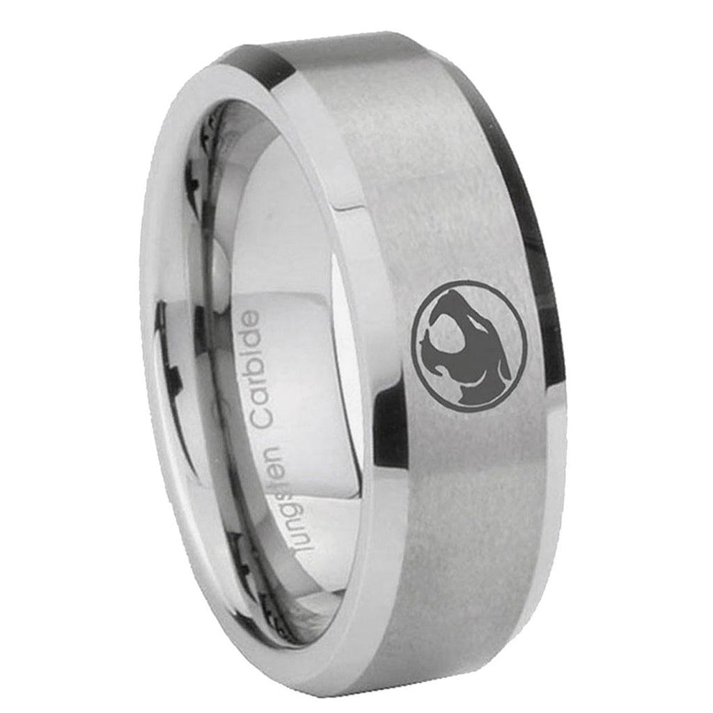 10mm Thundercat Beveled Edges Matte Grey Tungsten Carbide Anniversary Ring
