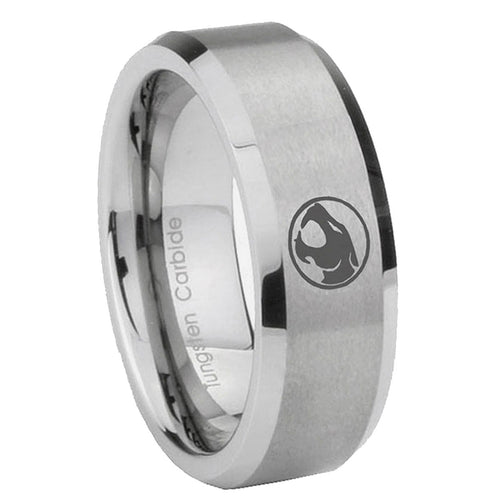 10mm Thundercat Beveled Edges Matte Grey Tungsten Carbide Anniversary Ring