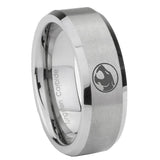8mm Thundercat Beveled Edge Brushed Grey Tungsten Mens Engagement Ring