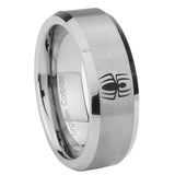 10mm Spiderman Beveled Edges Matte Grey Tungsten Carbide Custom Ring for Men