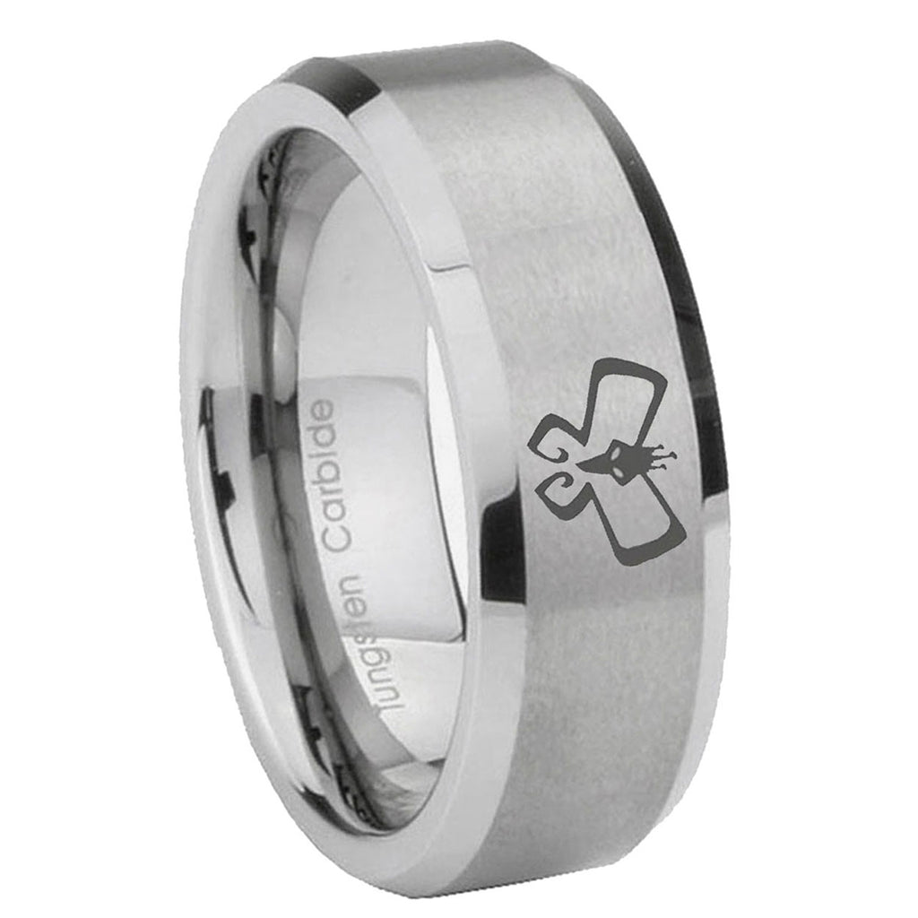10mm Monarch Beveled Edges Matte Grey Tungsten Carbide Wedding Band Mens