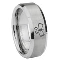 10mm Monarch Beveled Edges Matte Grey Tungsten Carbide Wedding Band Mens