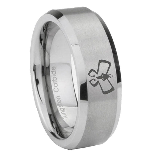 10mm Monarch Beveled Edges Matte Grey Tungsten Carbide Wedding Band Mens