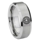 6, 8mm Blue Lantern Beveled Edge Brushed Grey Comfort Fit Wedding Ring