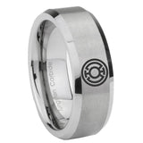 8mm Blue Lantern Beveled Edge Brushed Grey Comfort Fit Wedding Ring