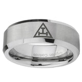 8mm-Masonic-Triple-Beveled-Edges-Silver-Tungsten-Carbide-Men's-Bands-Ring