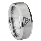 10mm Masonic Triple Beveled Edges Matte Grey Tungsten Carbide Wedding Bands Ring