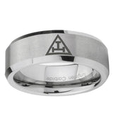 10mm Masonic Triple Beveled Edge Matte Grey Tungsten Ring