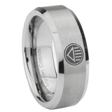6, 8mm Lantern Corps Beveled Edge Brushed Grey Mens Tungsten Wedding Ring