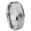 8MM Offspring Beveled Brushed Gray Tungsten Ring For Men