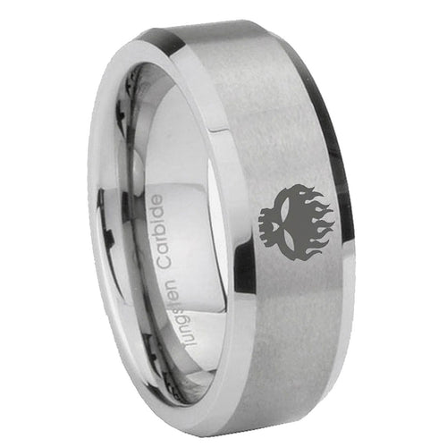 10mm Offspring Beveled Edges Matte Grey Tungsten Carbide Engagement Ring