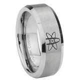8mm American Atheist Beveled Edge Brushed Grey Tungsten Bands Ring