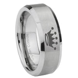 8mm Crown Bevel Edge Brushed Gray Tungsten Carbide Wedding Engraving Ring