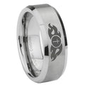 10mm Flamed Cross Beveled Edges Matte Grey Tungsten Carbide Men's Wedding Ring