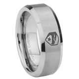 8mm GI Joe Eagle Beveled Edge Brushed Grey Tungsten Engagement Ring