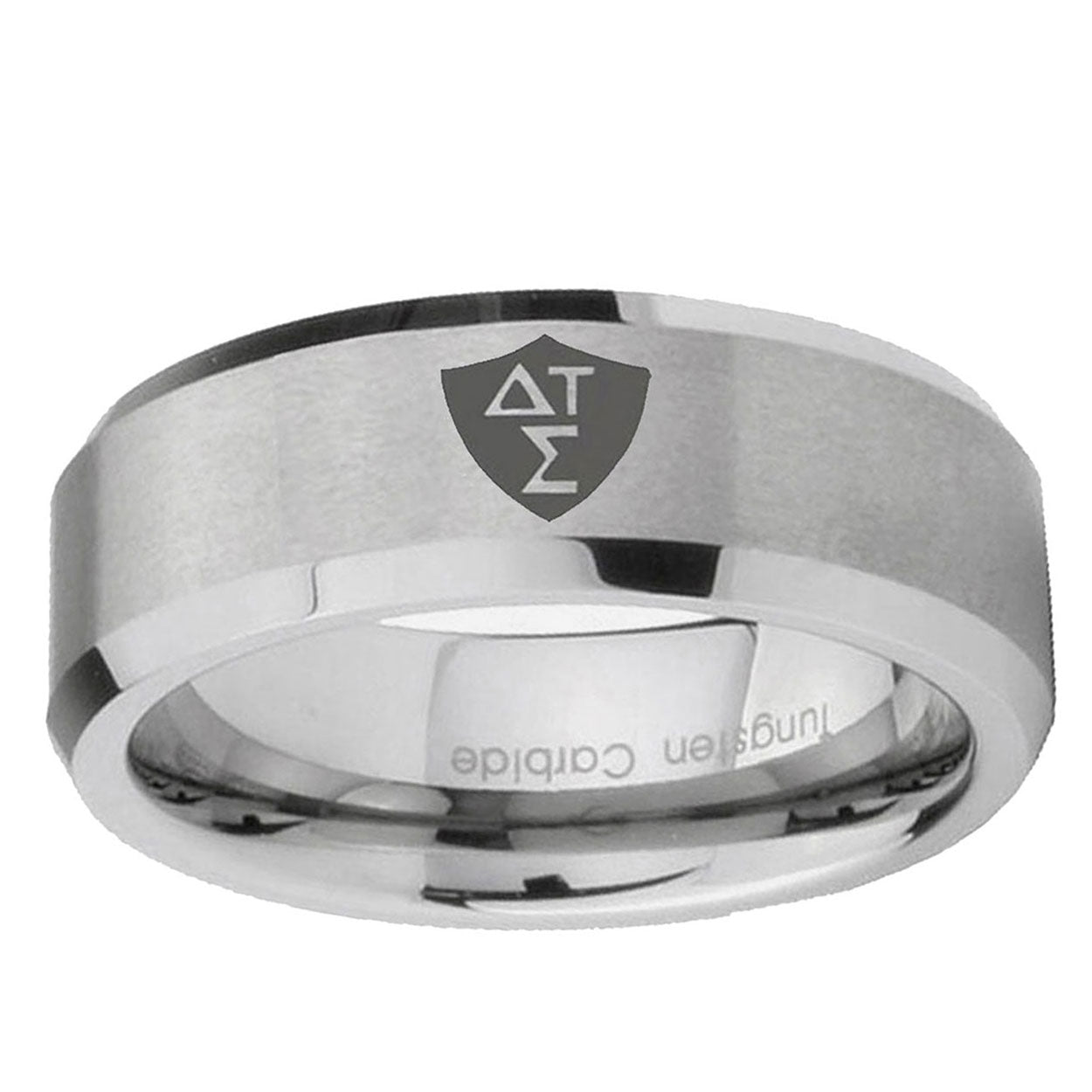 10mm Greek CTR Beveled Edge Matte Grey Tungsten Ring