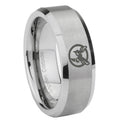 8MM Honey Bee Beveled Brushed Gray Tungsten Ring For Man